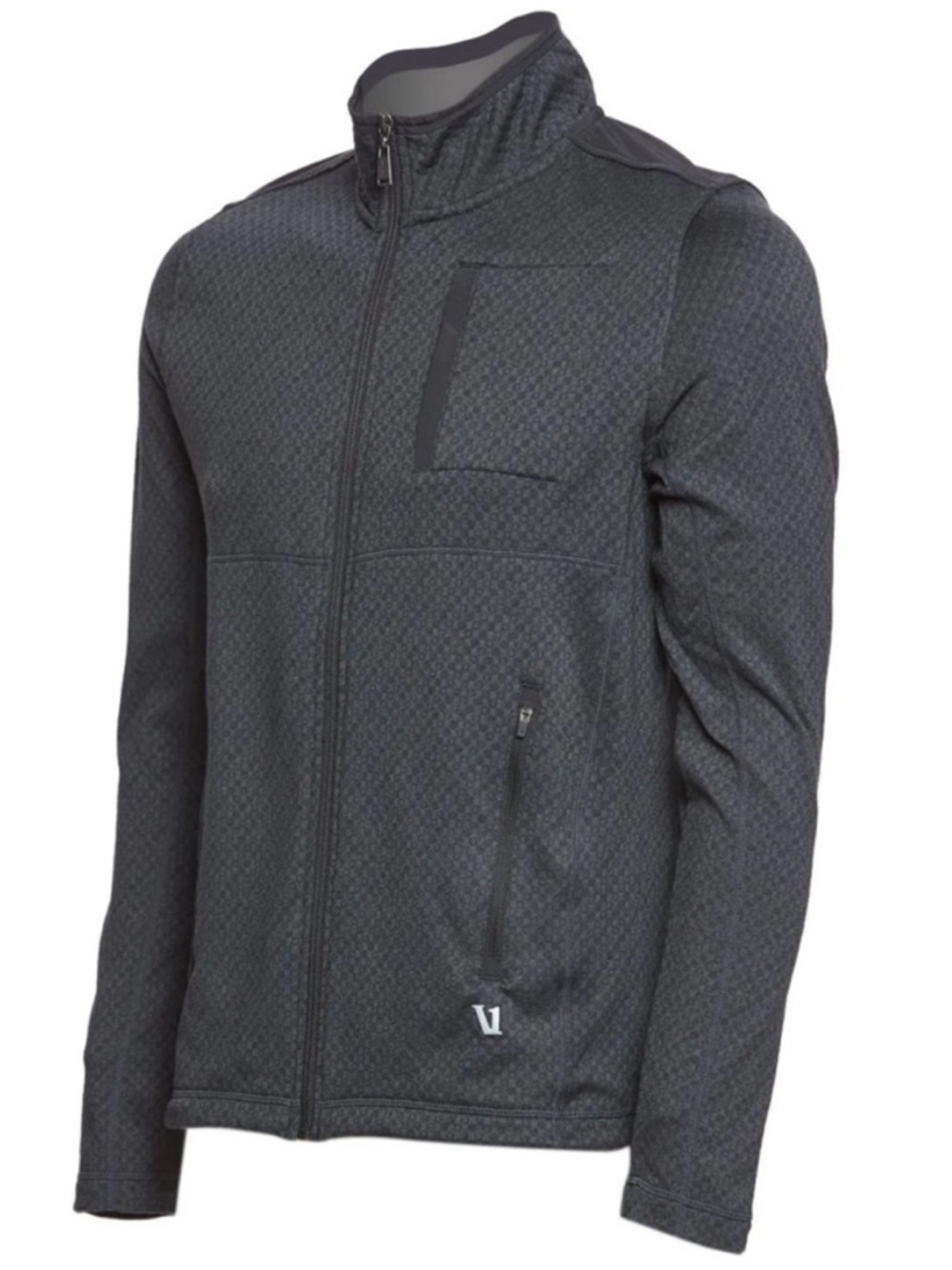 Vuori Men's Geo Performance Workout Jacket Grey Black Textured Small